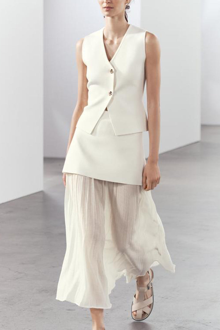 Lynn Ekli Pileli Etek Örgü Takım