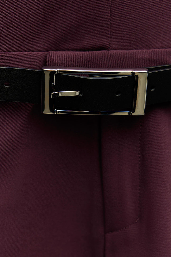 Belen V Yaka Kemerli Mini Elbise