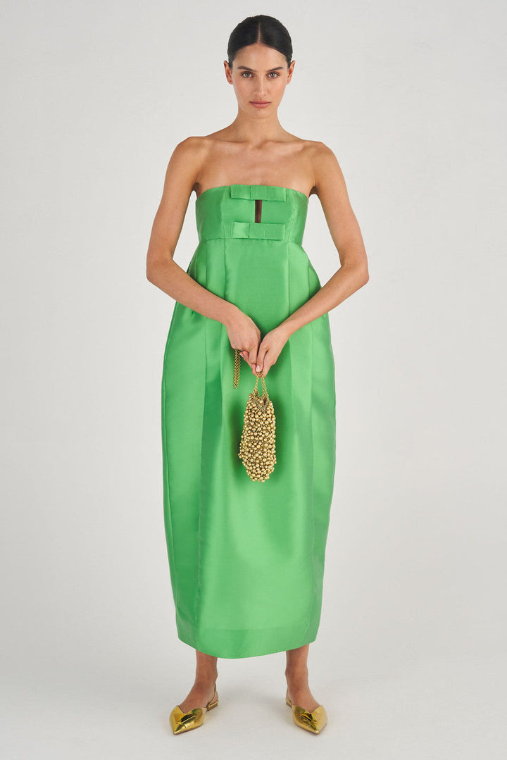 Straplez Papyonlu Lale Maxi Elbise