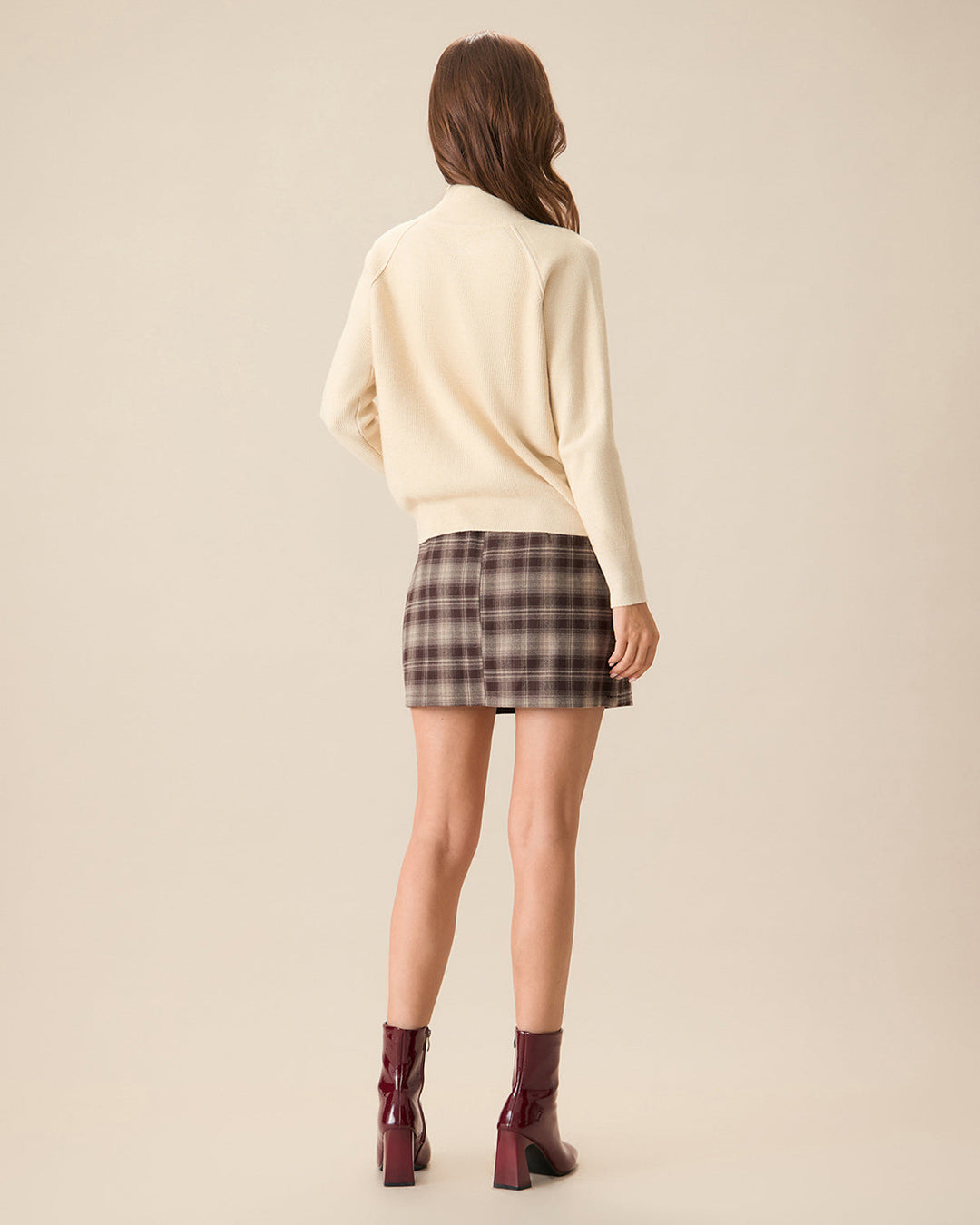 Bej Rengi Fitilli Örgü Fermuarlı Hırka