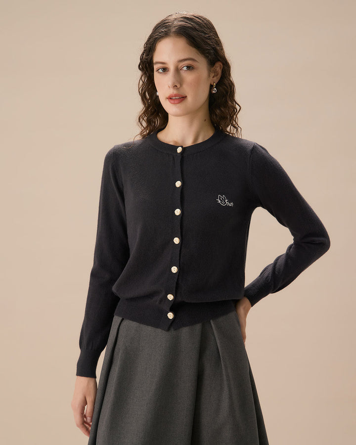 Gri Tek Düğmeli Nervürlü Örgü Hırka