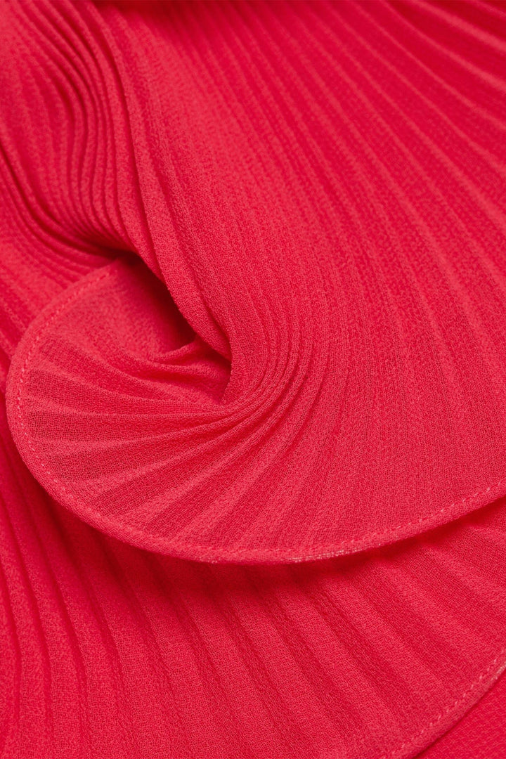 Caroline Omuzu Açık Fırfırlı Maxi Elbise