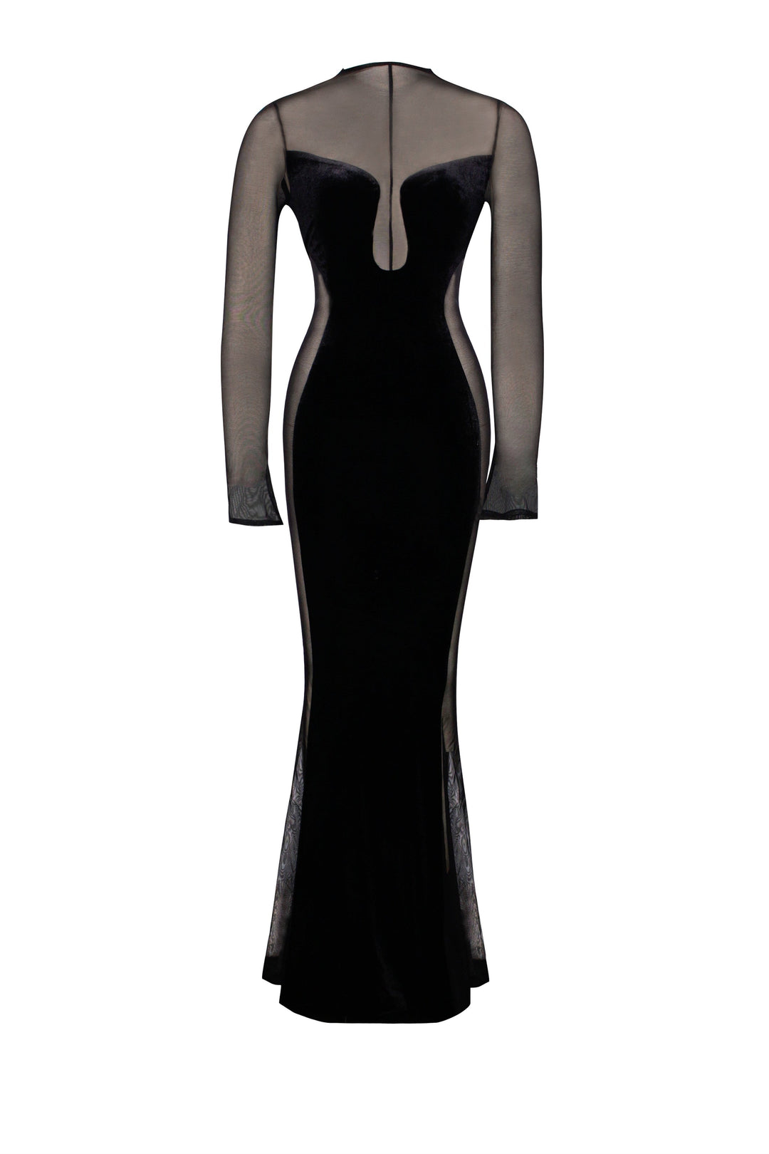 Zona Transparan Kadife Maxi Elbise