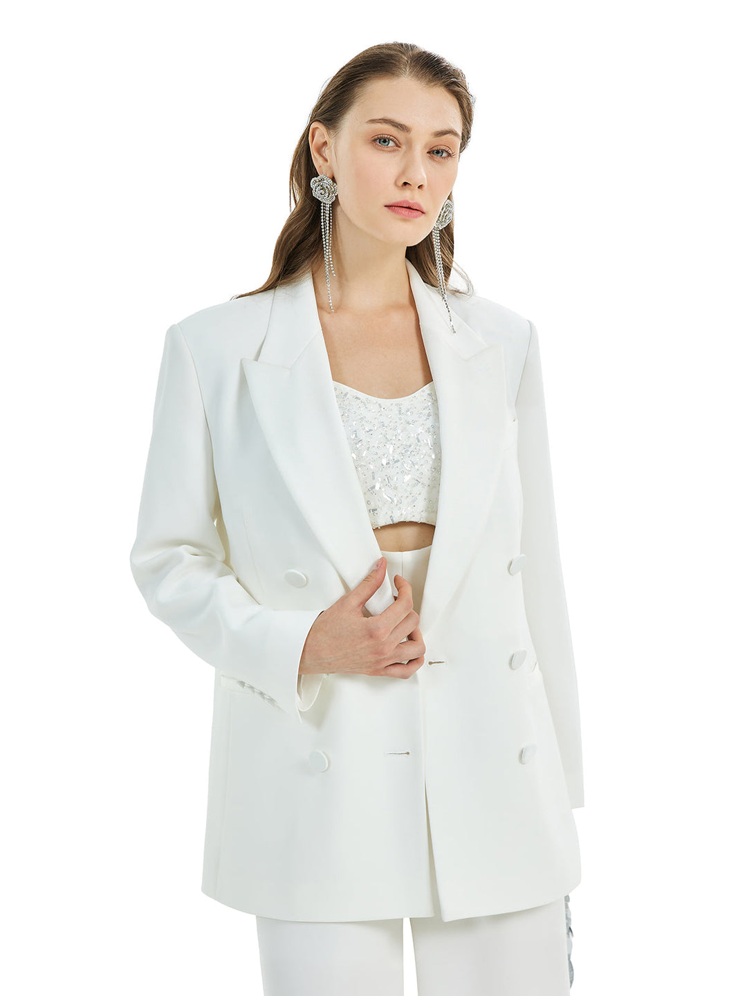 Asetat Panelli Saten Avangart Takım Elbise Ceketi