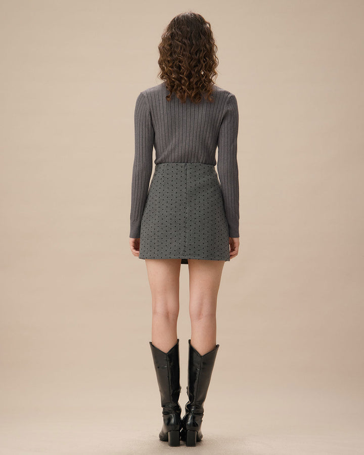 Gri V Yaka Tek Düğmeli Hırka