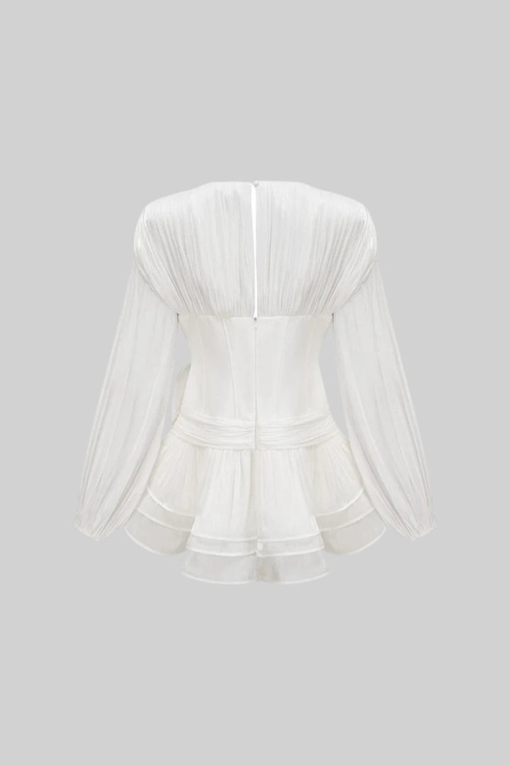 Korse Stili Gövdeli, Fırfır Etekli ve Kabarık Kollu Elbise