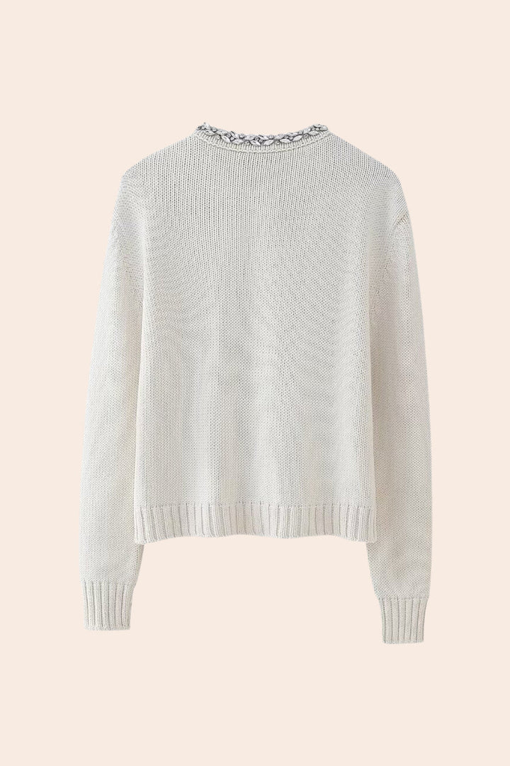 Lindsay Taşlı Yuvarlak Yaka Örgü Hırka