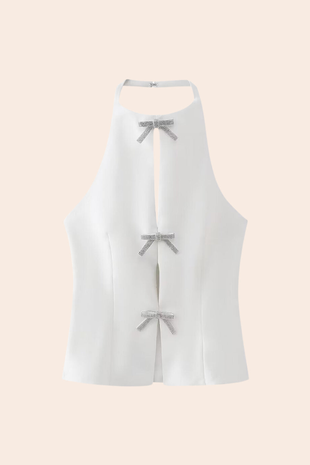 Lesley Taşlı Fiyonklu Boyundan Bağlamalı Tank Top