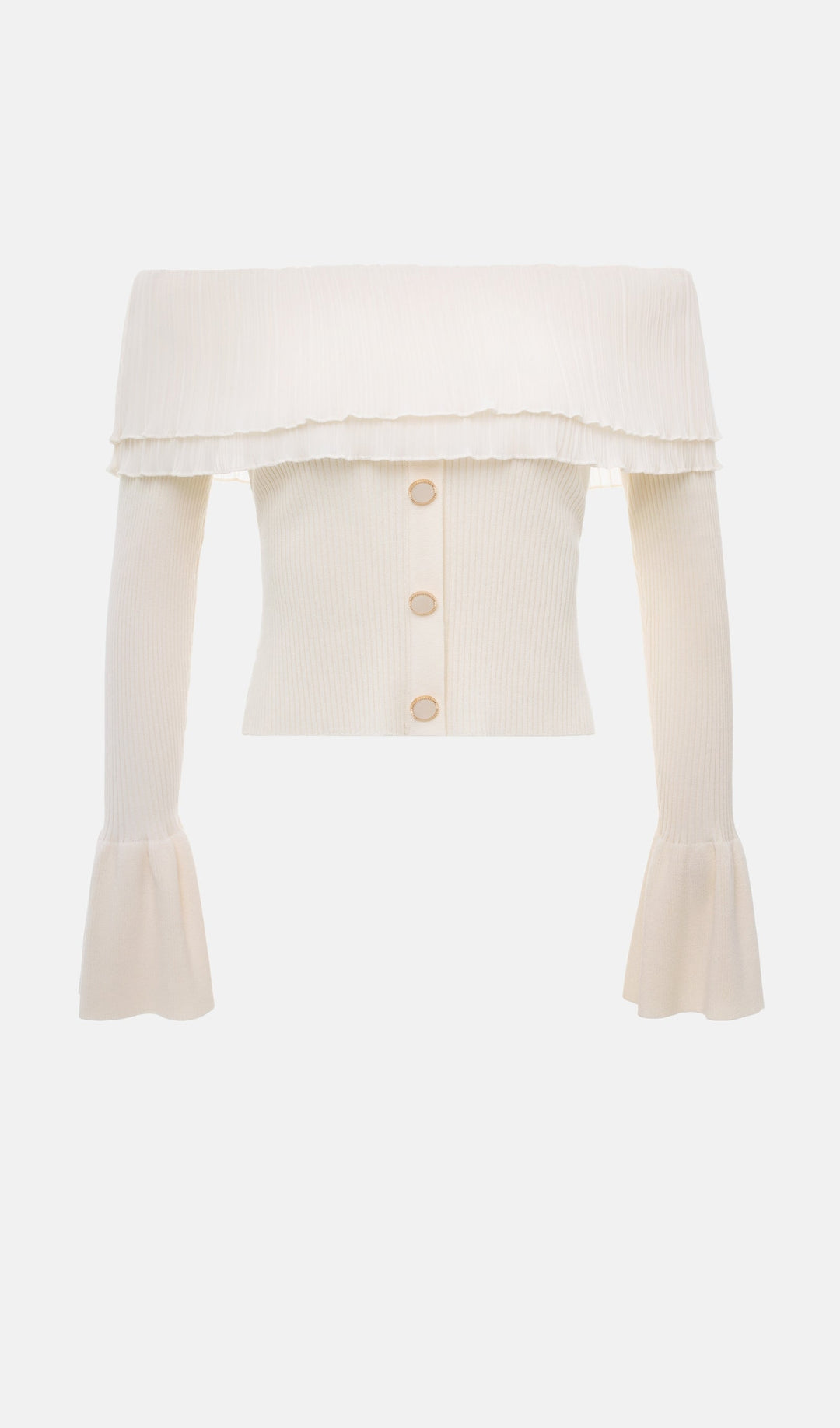 Flier Starplez Fırfır Düğme Detay Üst - Krem