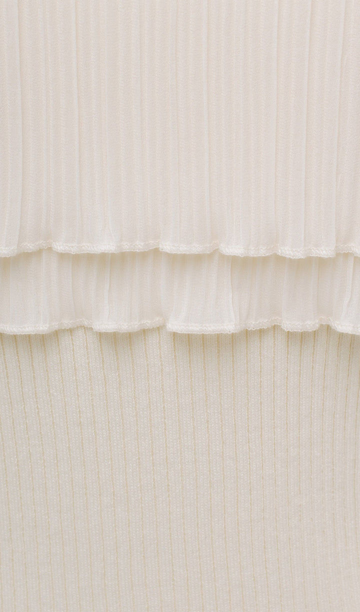 Flier Starplez Fırfır Düğme Detay Üst - Krem