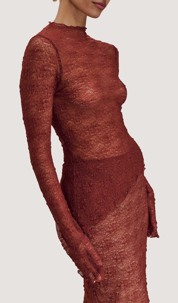 Transparan Dantel Etek Üst Takım