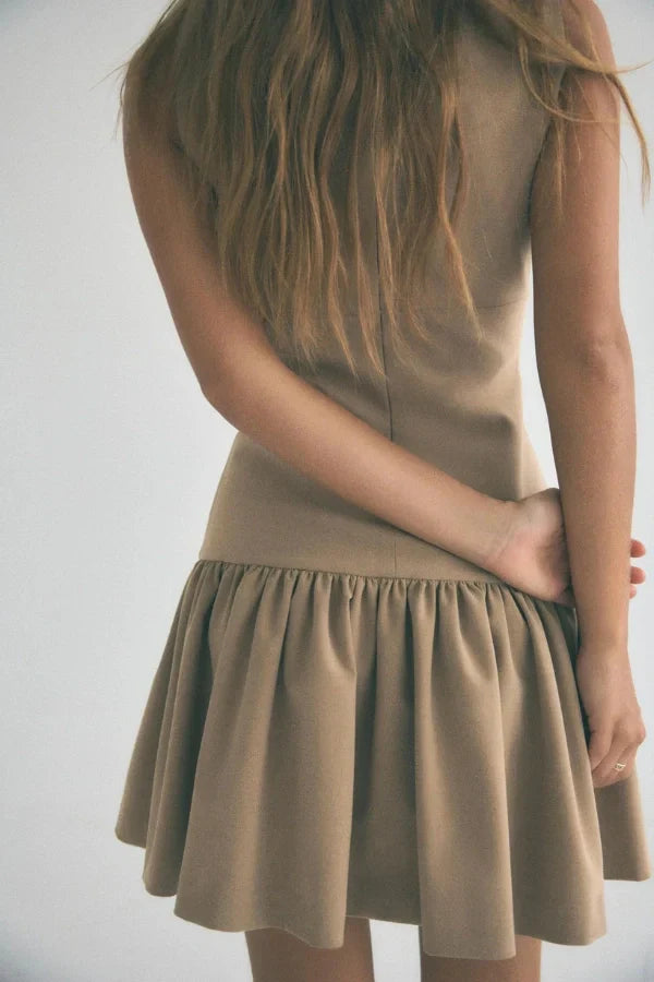 Florence Fiyonklu Fırfırlı Mini Elbise