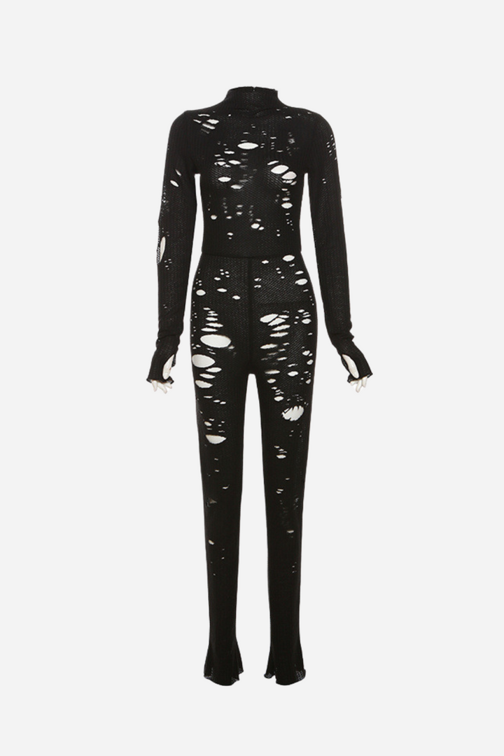 Yırtık Püsküllü Örme Body