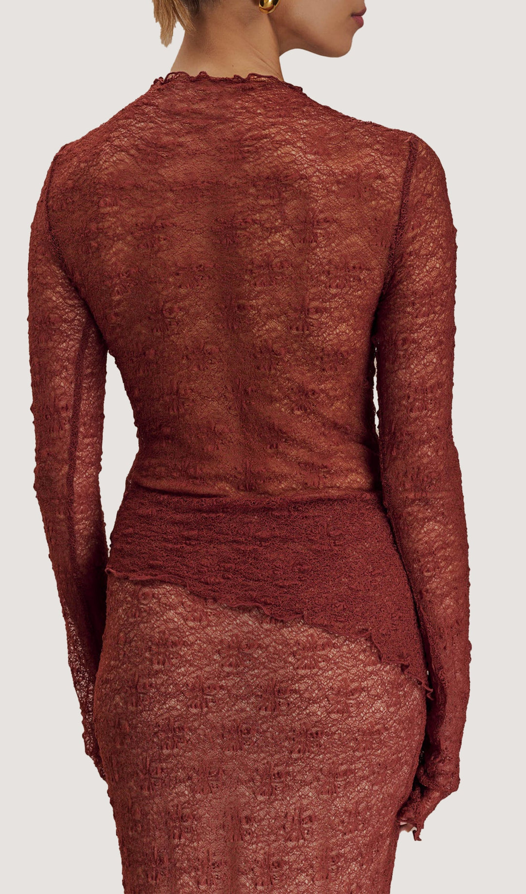 Transparan Dantel Etek Üst Takım