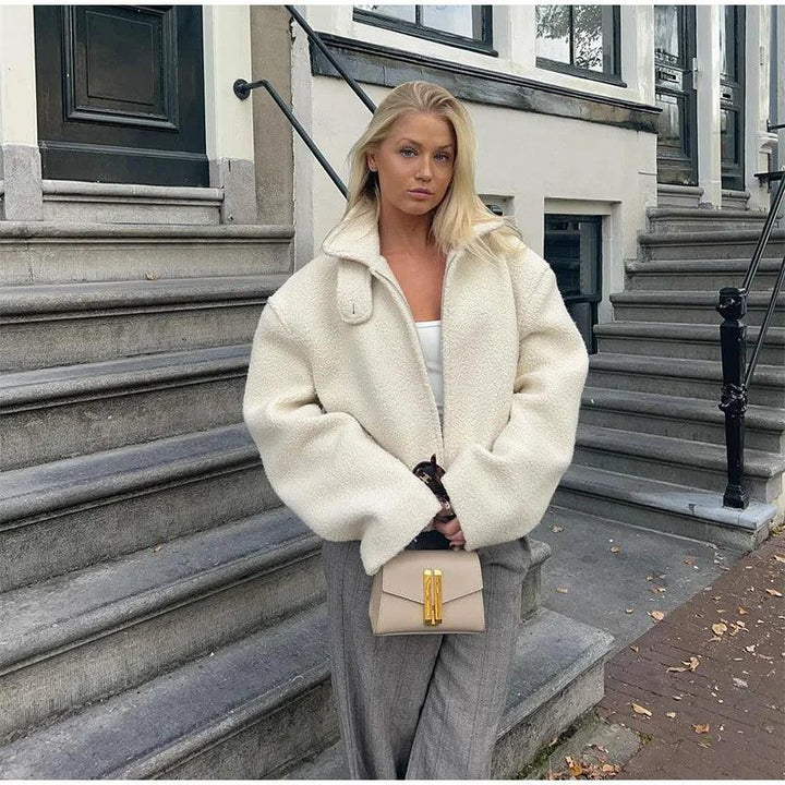 Fermuarlı Yünlü Ceket