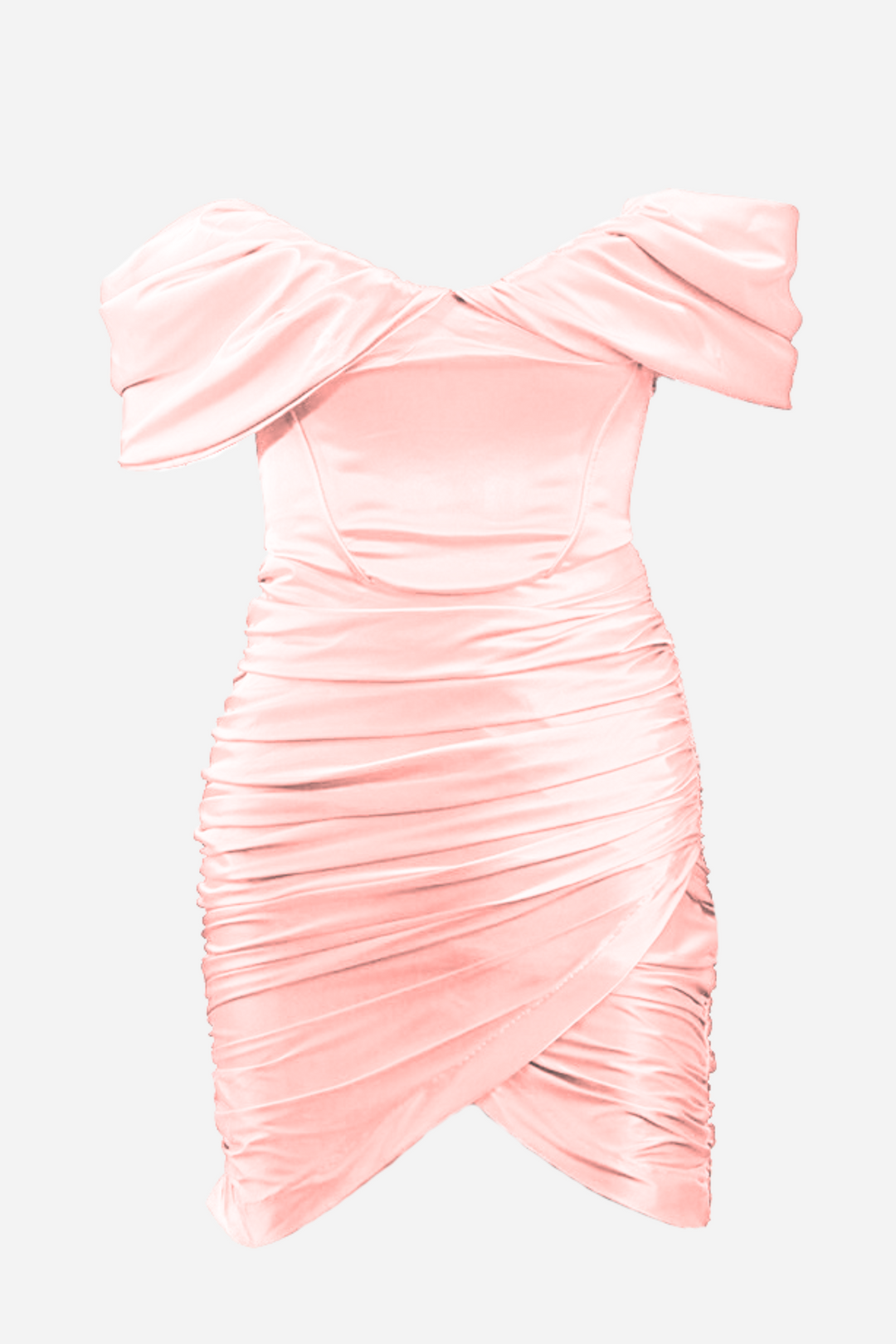 Candice Büzgülü Korse Düşük Omuz Saten Mini Elbise