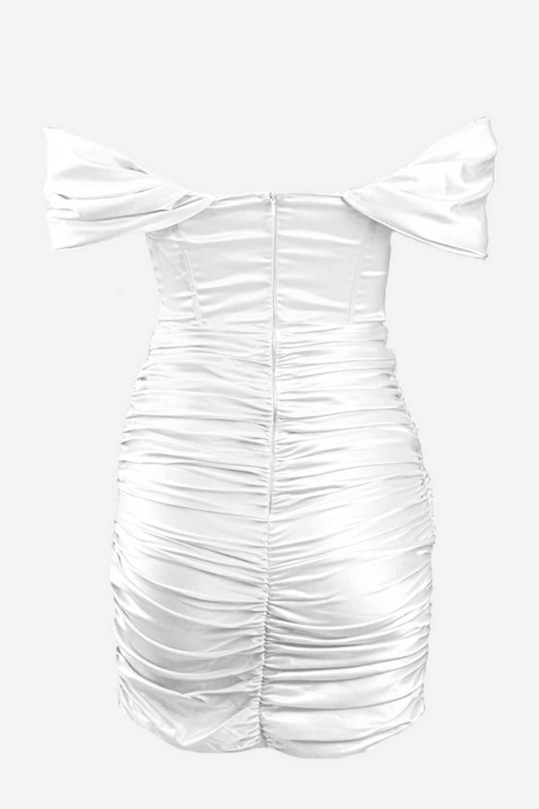 Candice Büzgülü Korse Düşük Omuz Saten Mini Elbise