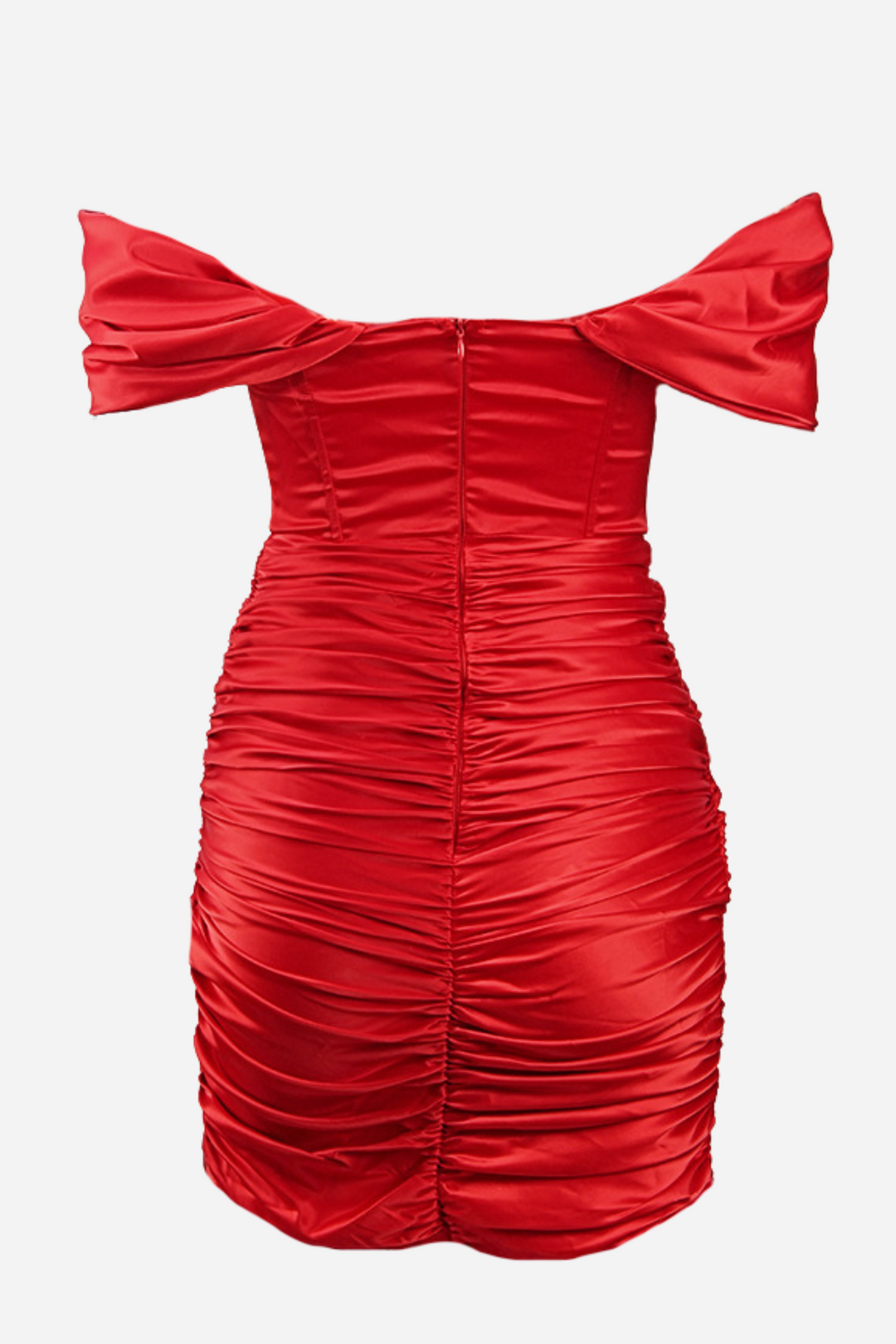 Candice Büzgülü Korse Düşük Omuz Saten Mini Elbise