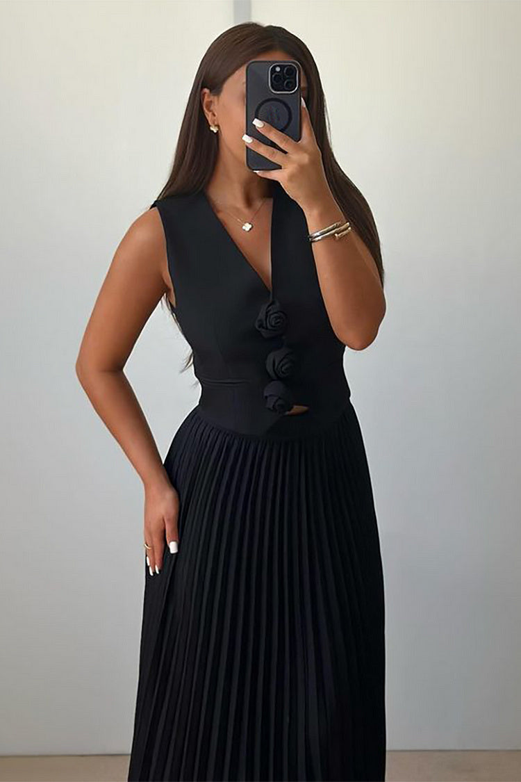 Madeline Rozet Pileli Etek Takım