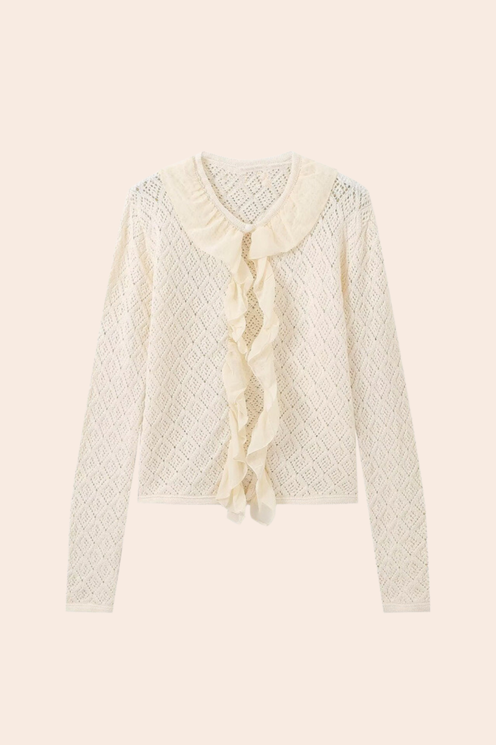 Katlı Fırfırlı Triko Hırka