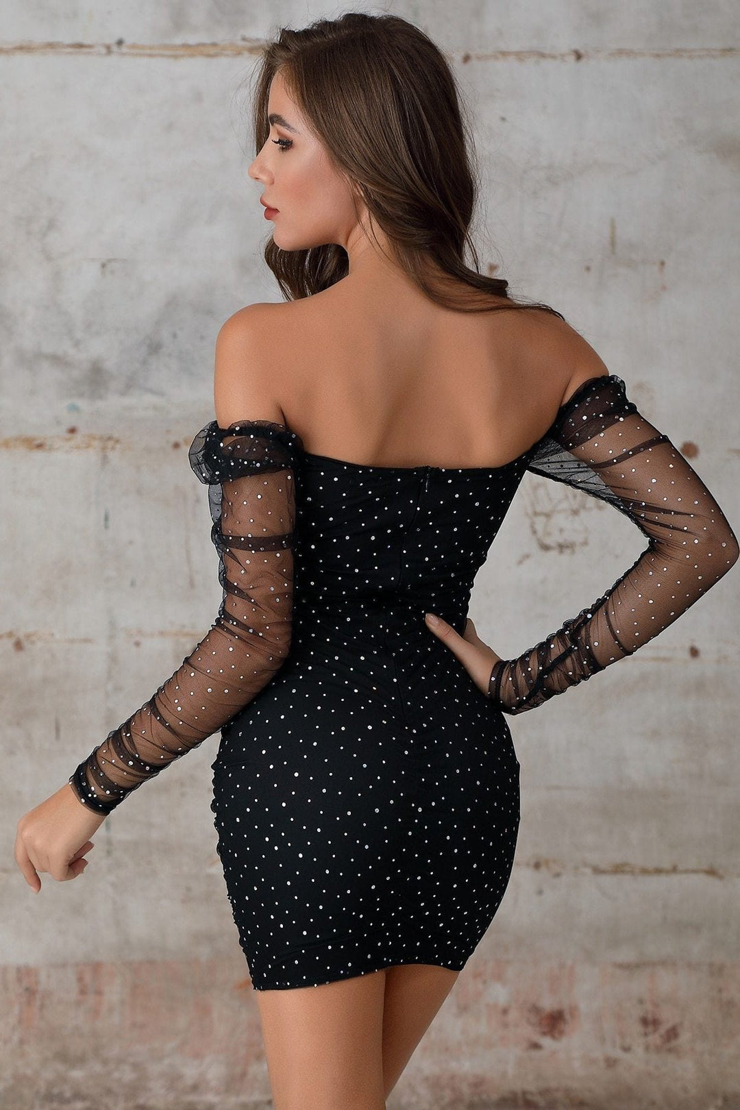 Sarmaşık İşlemeli File Mini Elbise