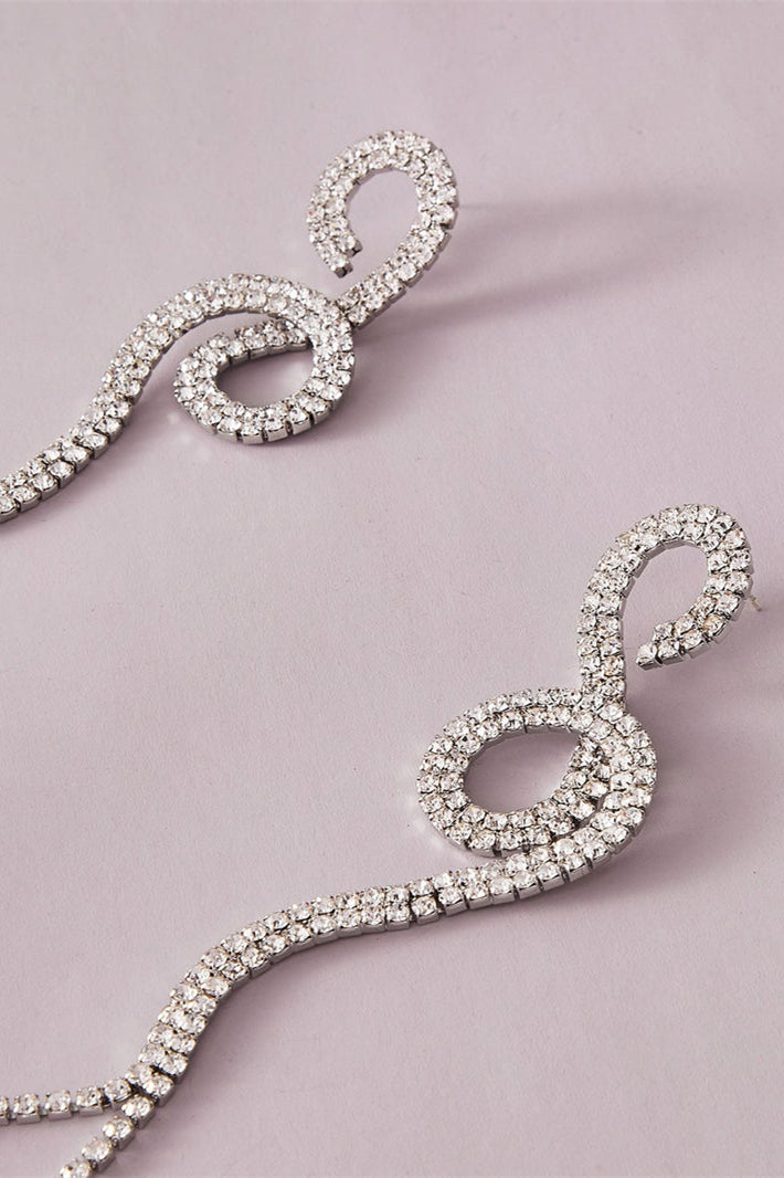 Yapay Elmas Saçaklı Damla Küpe