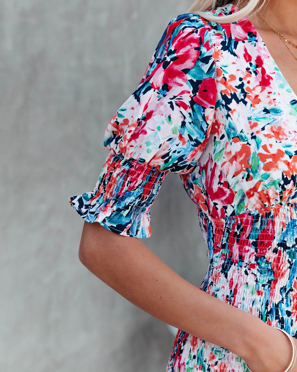 Floral Gipeli Midi Elbise