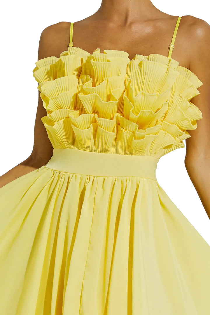 Chaplin Sarı Düzensiz Etek Midi Elbise