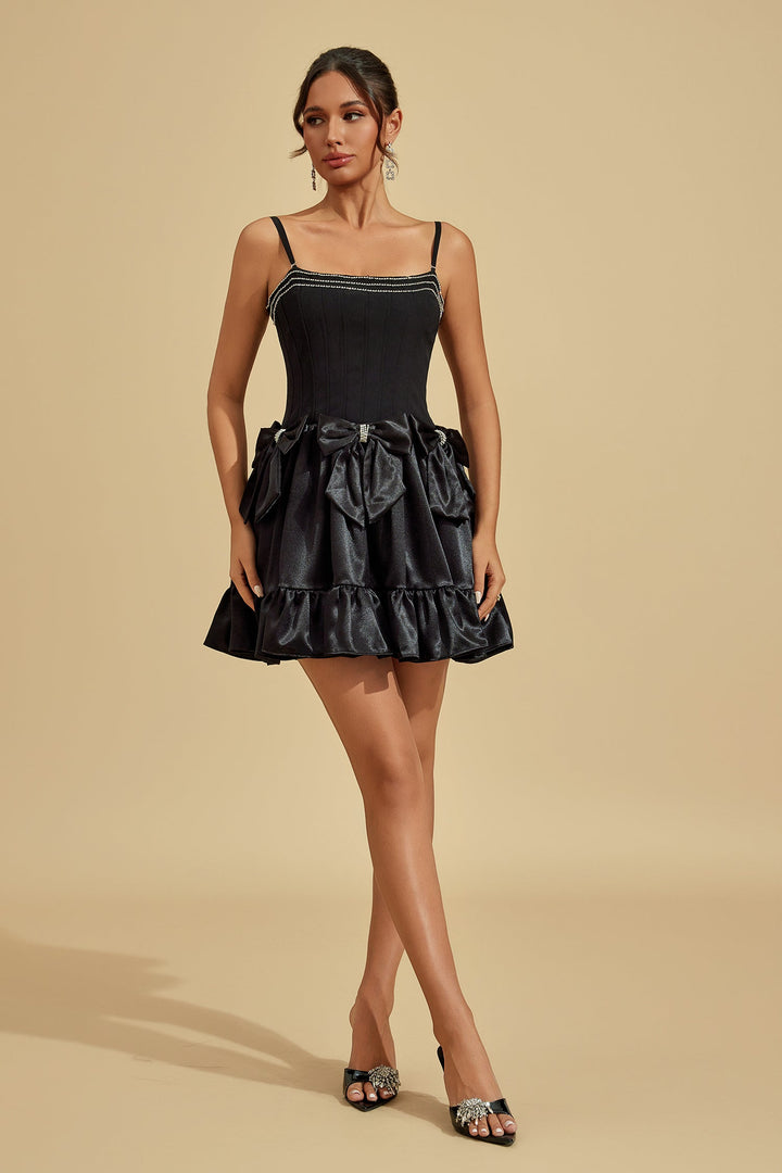 Regina Noir Fiyonklu Mini Elbise