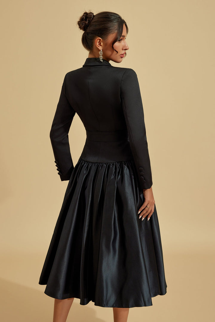 Catherine Noir Blazer Midi Elbise