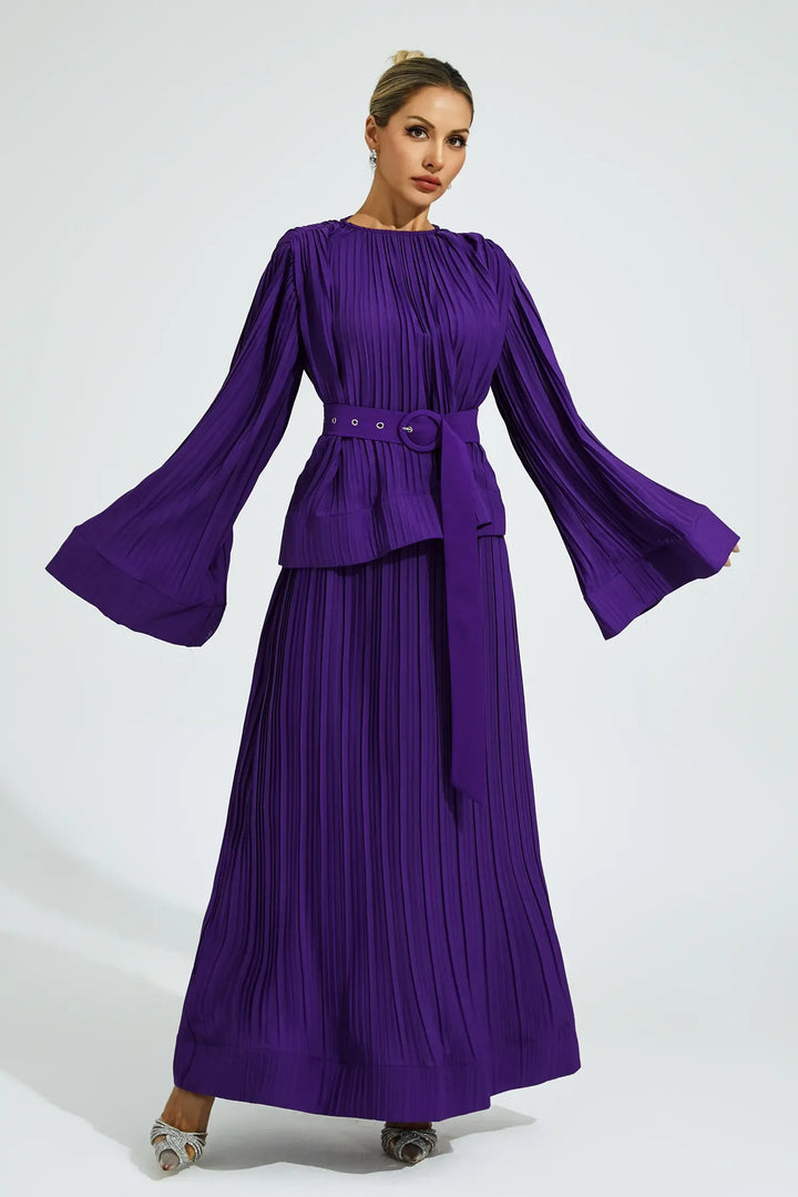 Tinsley Mor Kuşaklı Fırfırlı Takım