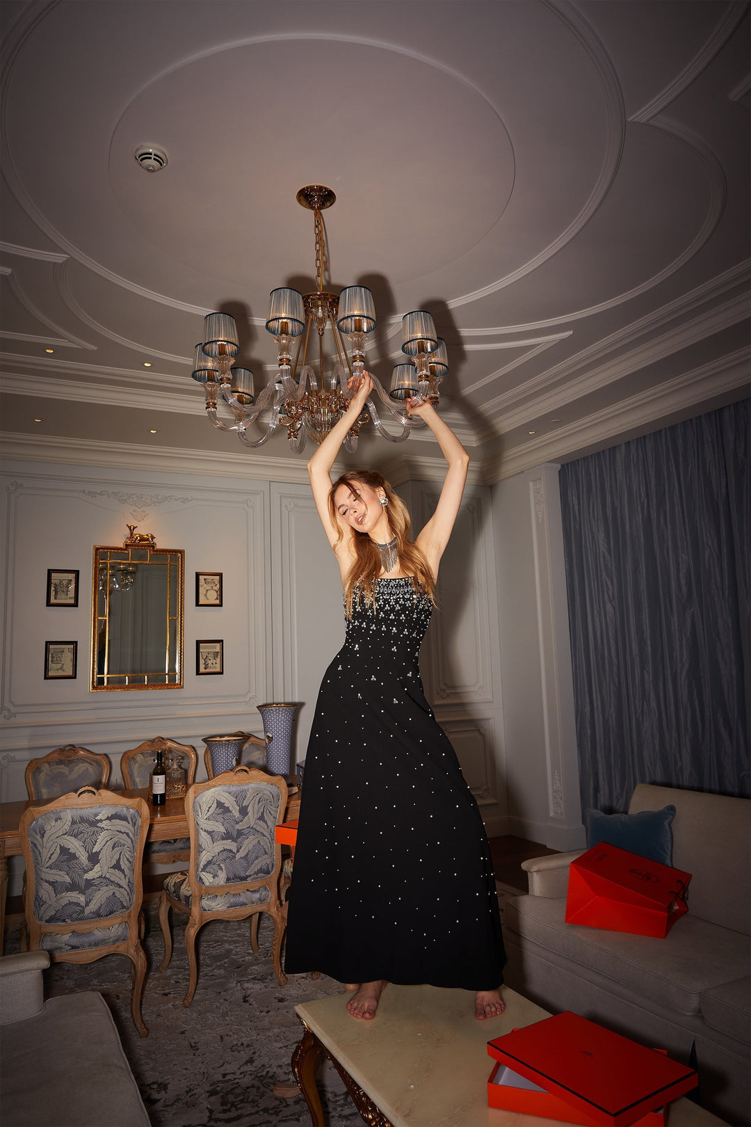 Süslemeli Maksi Elbise