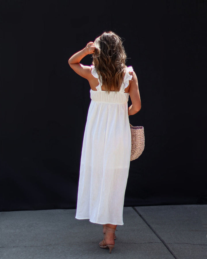 Melia Kolları Volanlı Midi Elbise