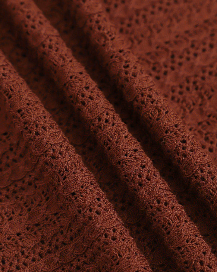 Kahverengi Yuvarlak Yaka İnce Kazak