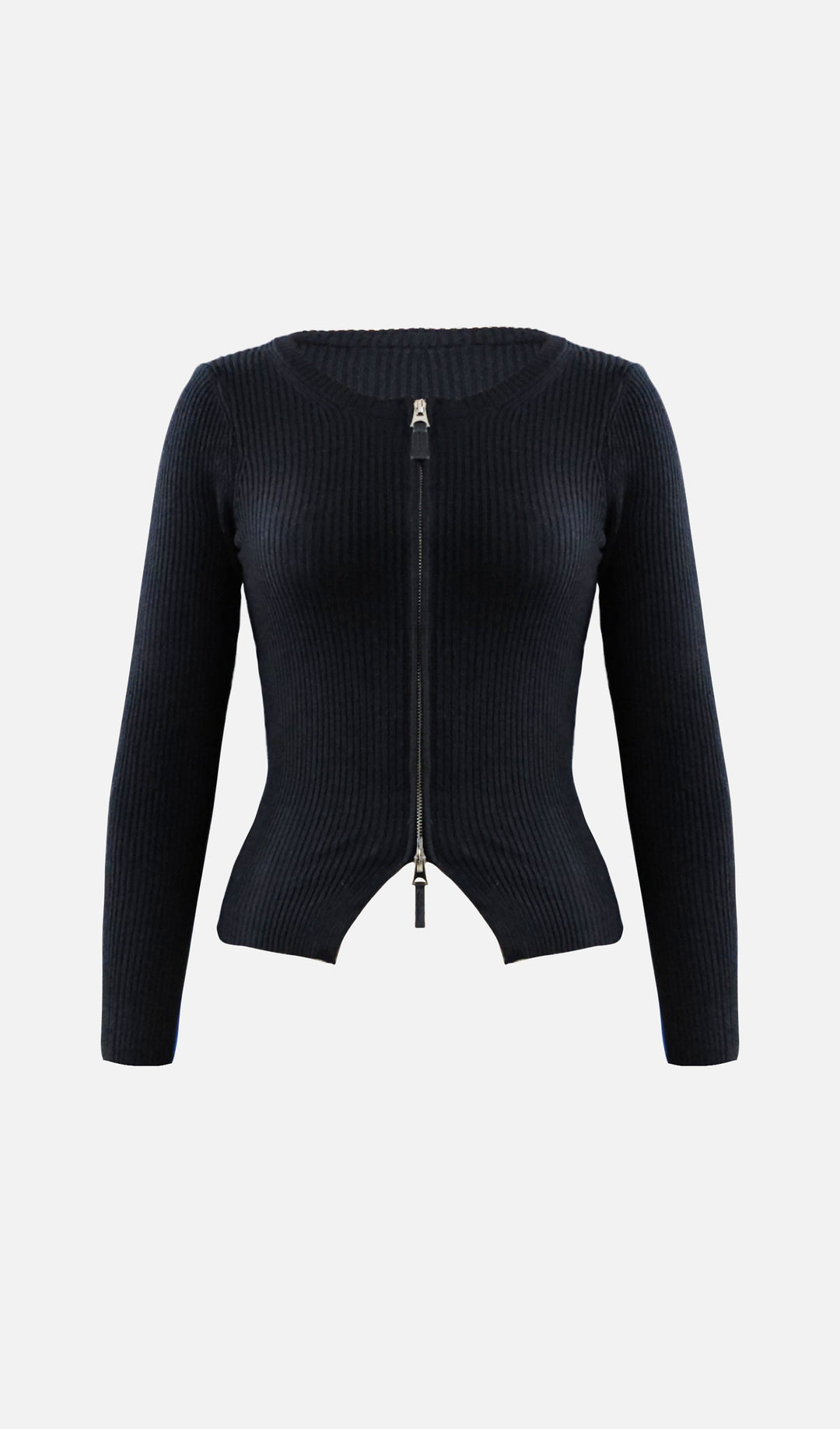 Fermuarlı Nervürlü Örgü Hırka Üst