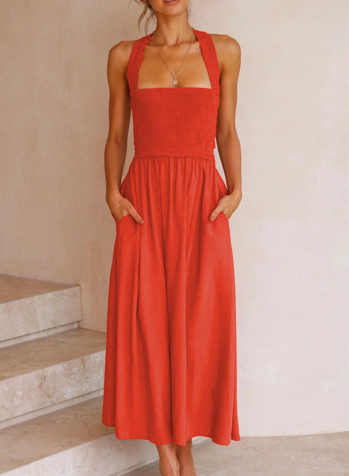 Gipeli Çapraz Sırt Cepli Elbise