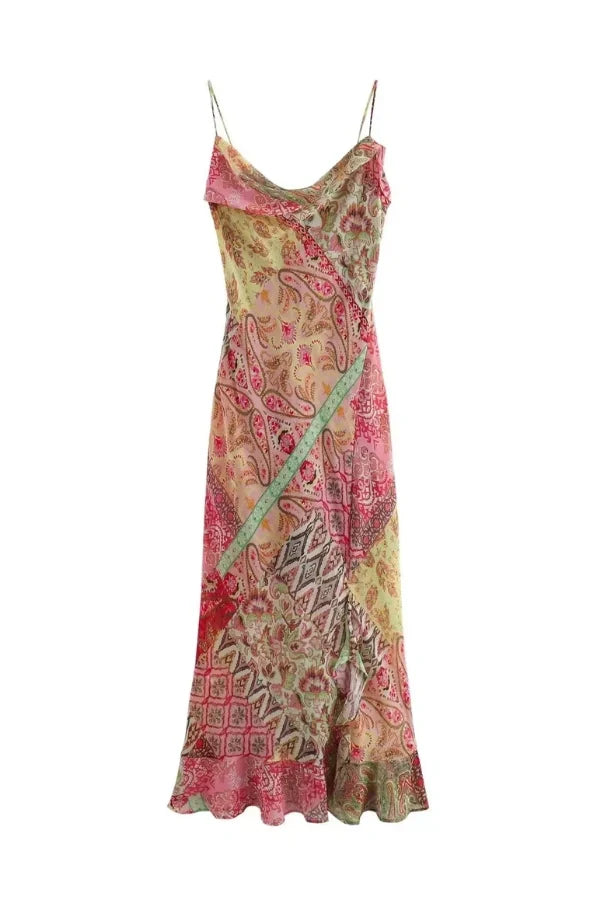 Rosaline Patchwork Slip Elbise