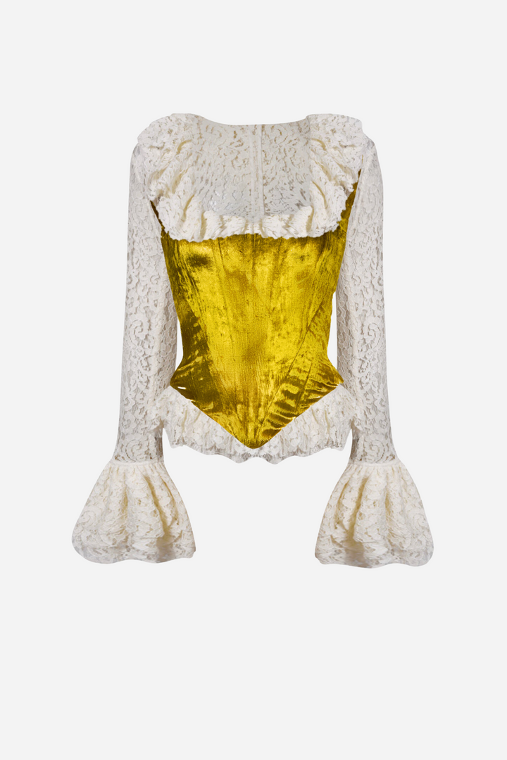 Mona Kare Yaka Kadife Korse Takım