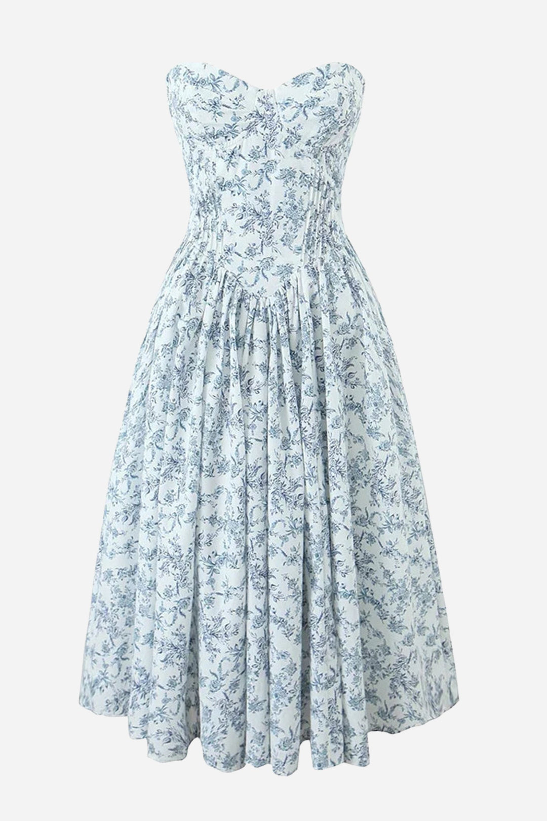 Çiçek Baskılı Korse Midi Elbise