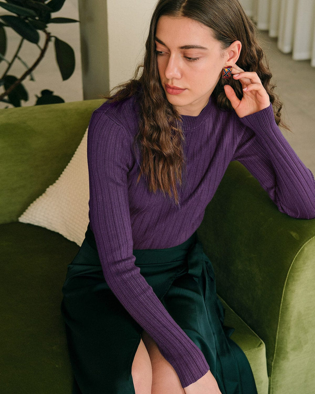 Yuvarlak Yaka Nervürlü Triko Kazak