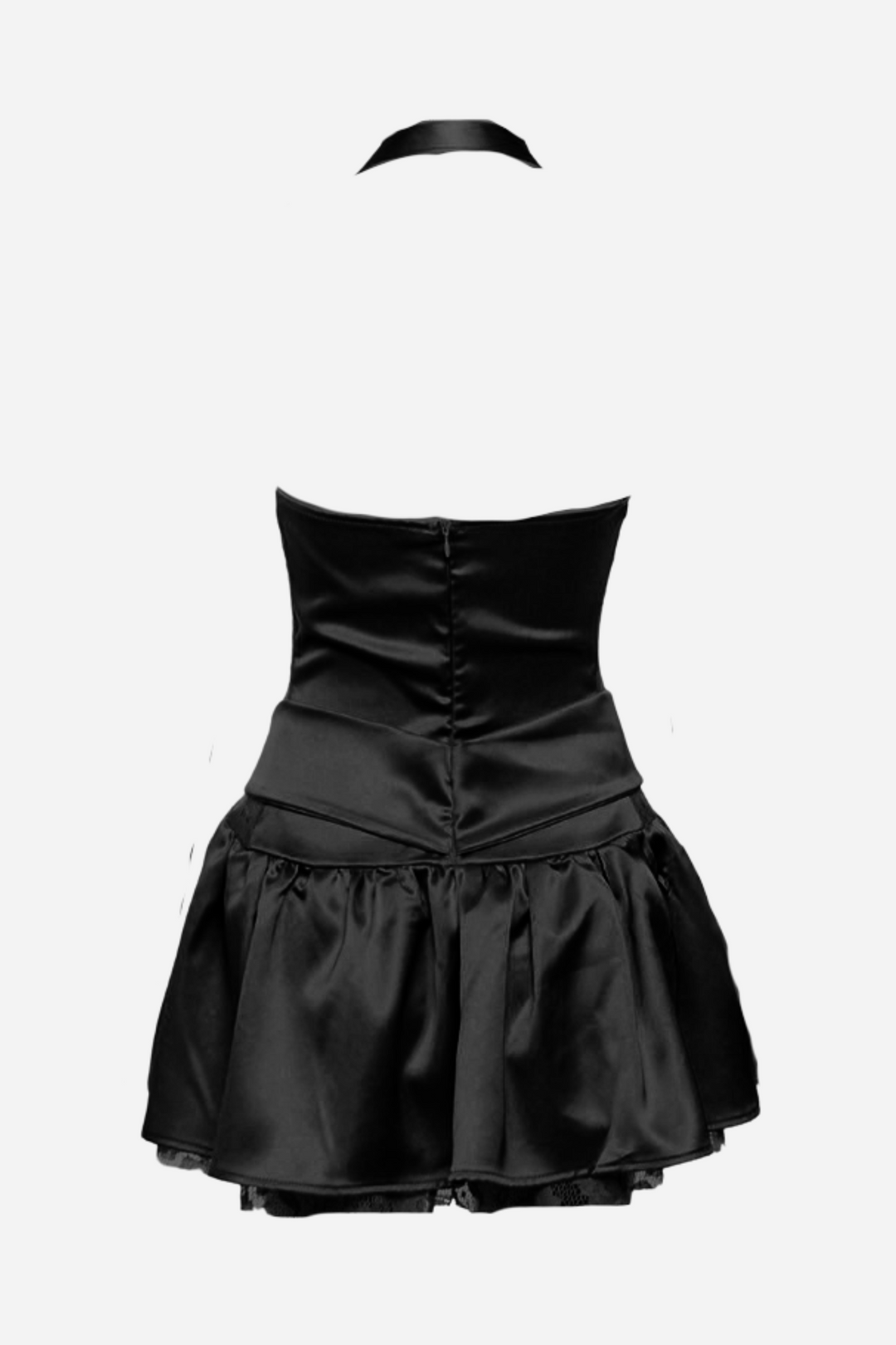 Arlene Boyundan Bağlamalı Fırfırlı İlmek Dantel Etek Mini Elbise