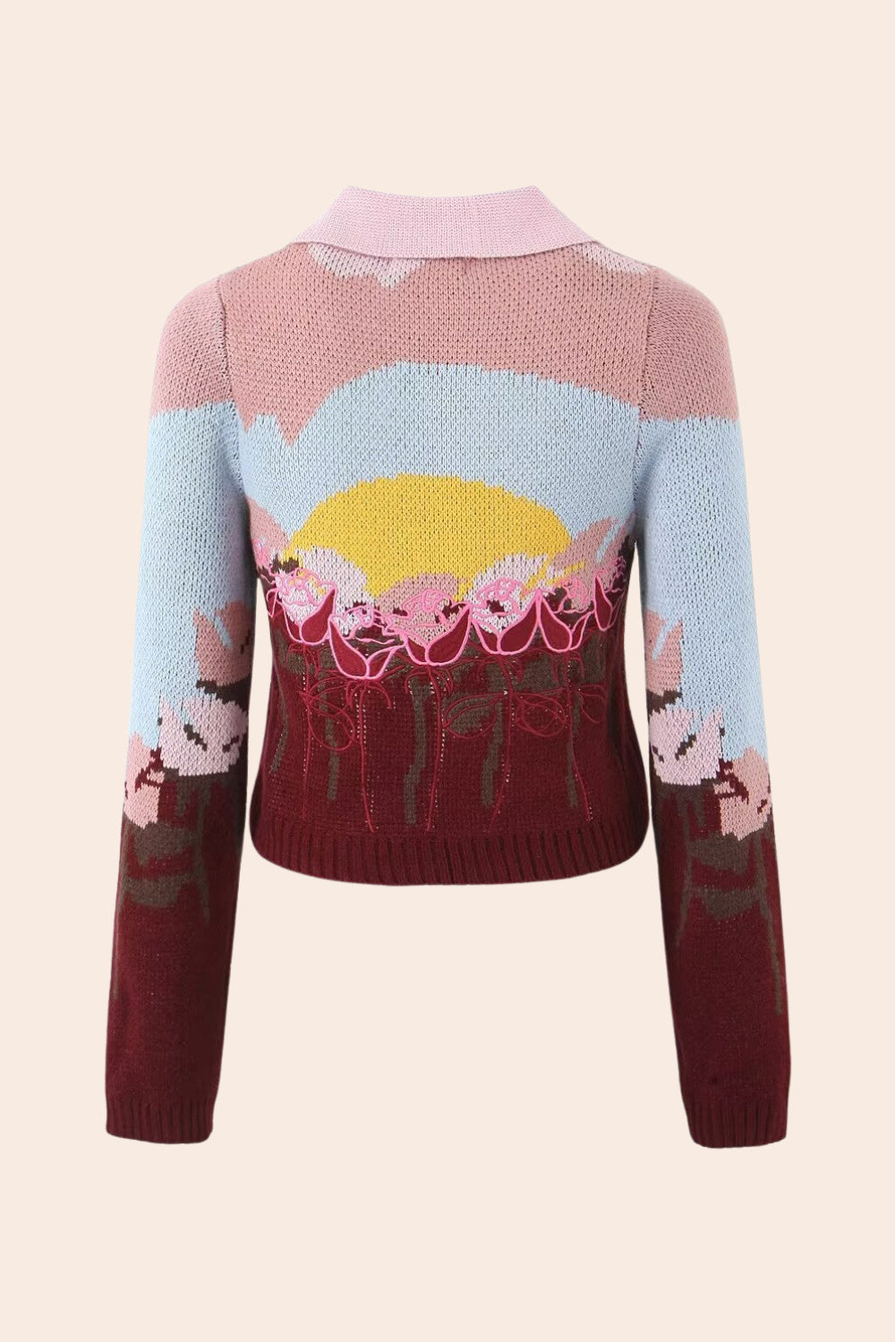 Michelle Çiçekli Jakarlı Triko Hırka