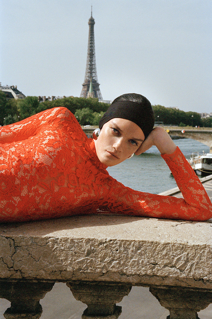 Susanna Uzun Kollu Transparan Dantel Maxi Elbise