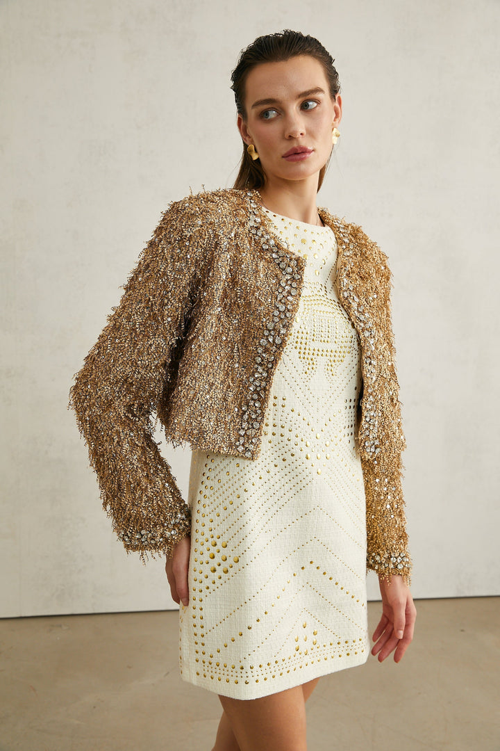 Bérénice Kristal Süslemeli Püsküllü Ceket