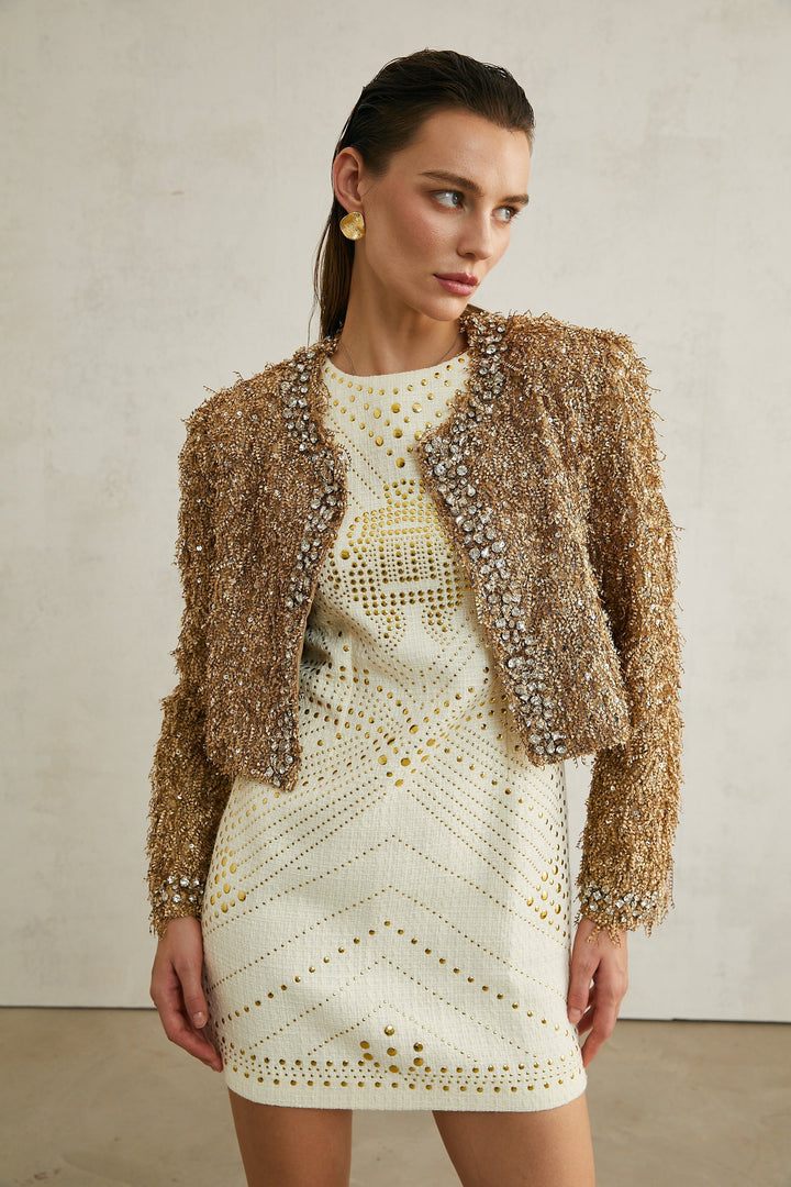Bérénice Kristal Süslemeli Püsküllü Ceket
