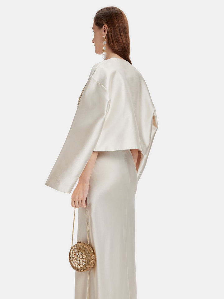 Ağır İpek Yün Kruvaze Kısa Kaban