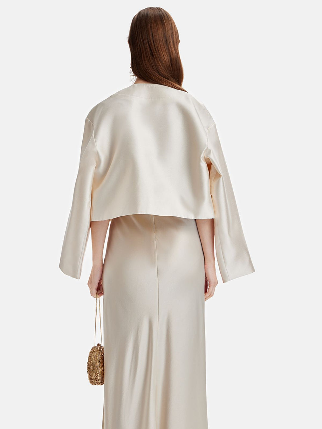 Ağır İpek Yün Kruvaze Kısa Kaban