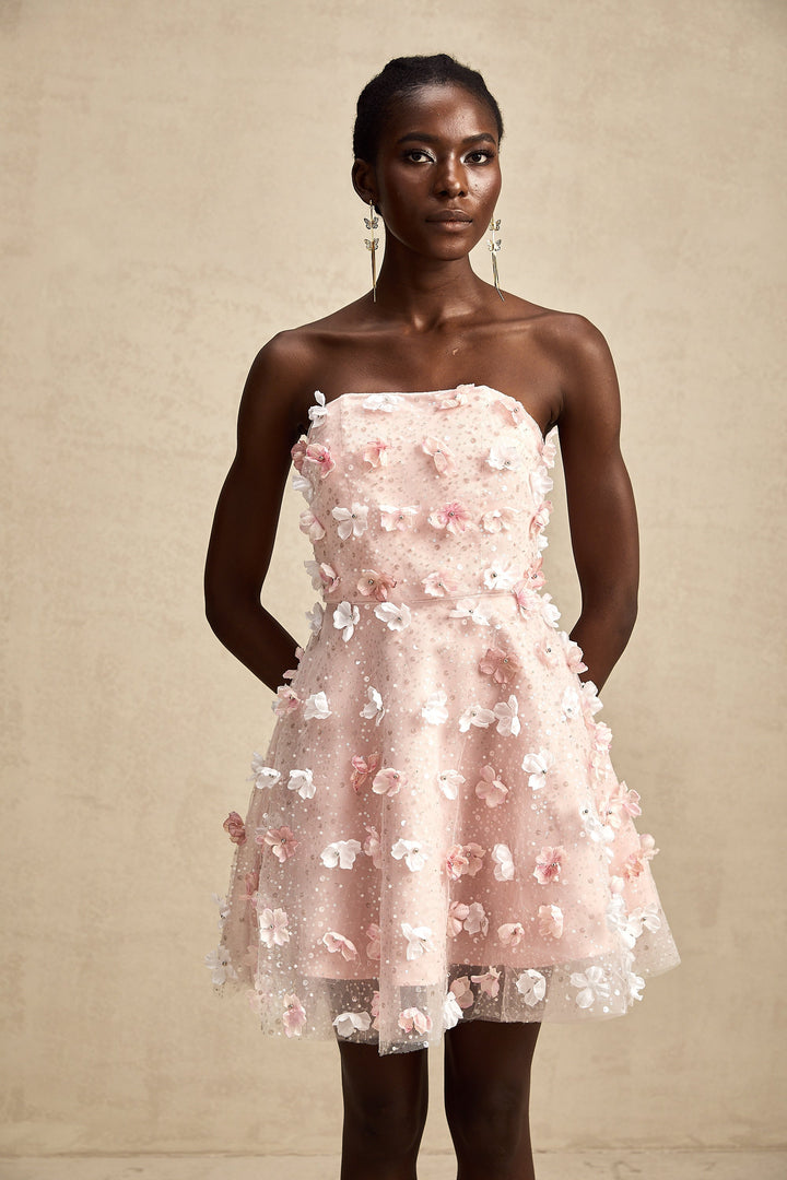 Lilou 3 Boyutlu Petal Kabarık Mini Elbise