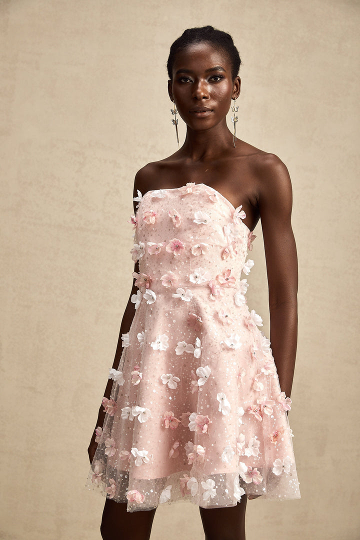 Lilou 3 Boyutlu Petal Kabarık Mini Elbise