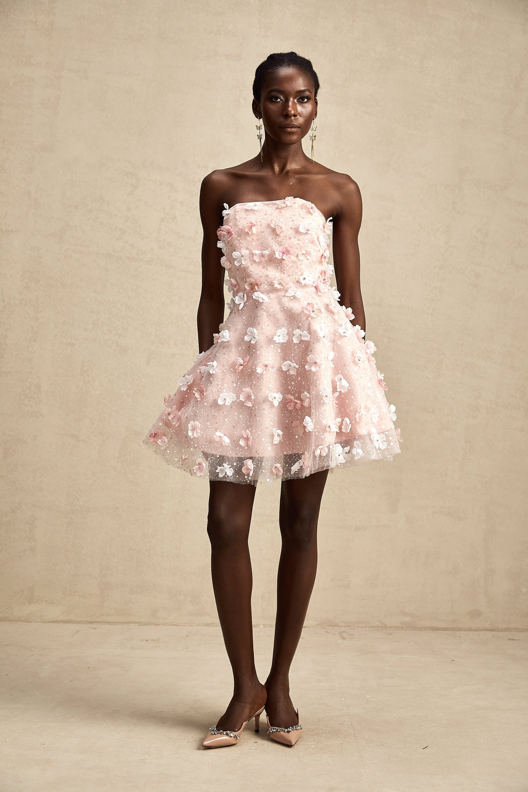 Lilou 3 Boyutlu Petal Kabarık Mini Elbise